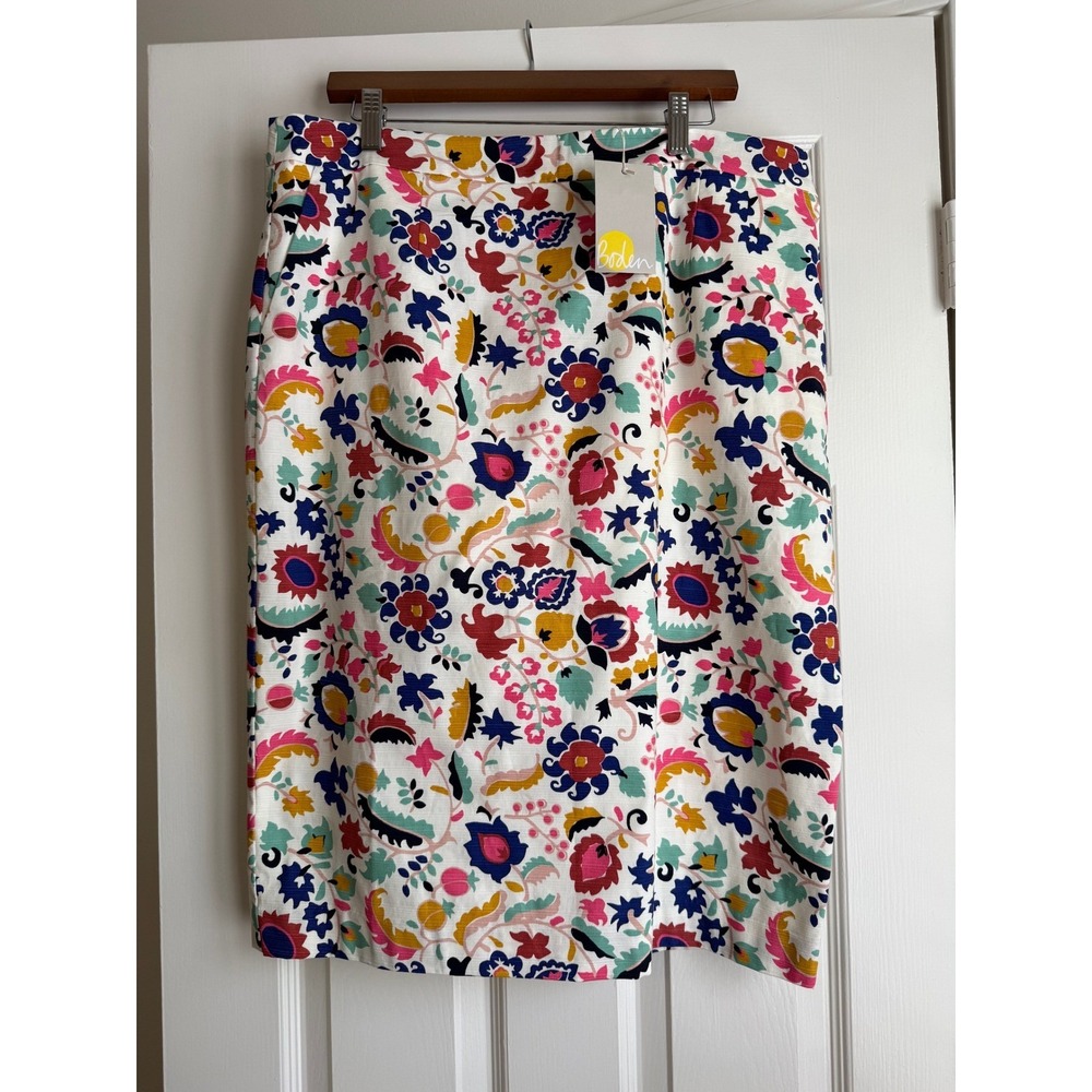 NWT Boden Off White Floral Pencil Skirt Size 14 Long